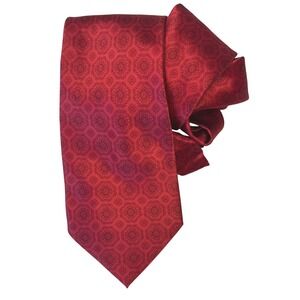 Donald J Trump Signature Collection Mens Red Silk Medallion Necktie Hand Made